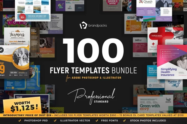 100+ Flyer Templates Bundle PSD Files